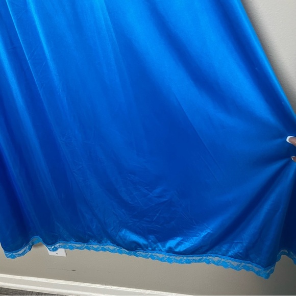 VTG 80s Henson Kickernick Women Maxi Nightgown Dress Lace Cottagecore Blue - Picture 8 of 13